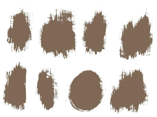 Hand paint set of vector ink grunge brush