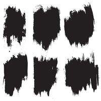 Hand paint ink black grunge brush set vector