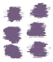 Grunge vector purple color brush stroke set