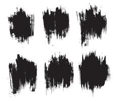 Bundle of black grunge paint ink brush stroke vector