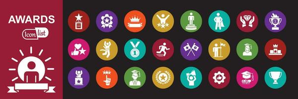 Award and winner linear signed icon collection. Set of award and winner simple icons vector