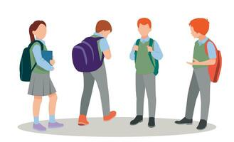 vector illustration of students in different postures