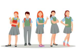 vector illustration of students in different postures