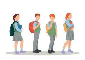 vector illustration of students in different postures