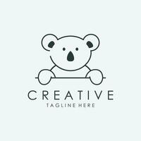 Koala Logo Template with Flat Style Vector Illustration