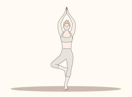 mujer yoga vector ilustración mano dibujado