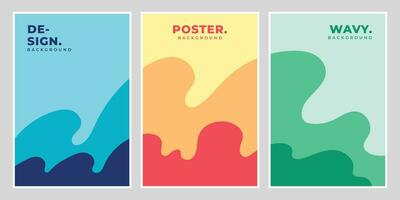 Wavy, fluid and colorful vertical background set. Dynamic colorful layer backdrop design. Organic and wavy poster or banner design in flat color. vector