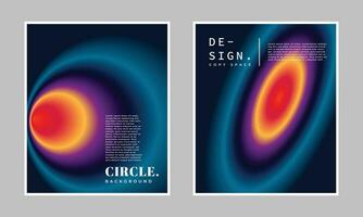 Colorful radial gradient poster or banner design. Circle color gradation background. Vibrant color combination on dark backdrop. Suitable for event, presentation, magazine, or branding graphic element vector