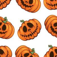 Víspera de Todos los Santos modelo diseño, de miedo calabaza mal antecedentes. escalofriante Víspera de Todos los Santos antecedentes con calabazas con de miedo caras, mal calabazas antecedentes vector