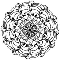 Meditative mandala with squares and swirls, zen page askr with outline patterns vector