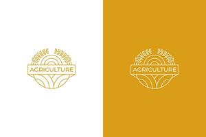 agriculture logo design for agronomy, wheat farm, rural country farming field, natural harvest vector