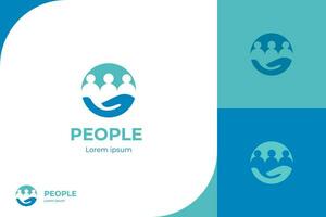 Abstract People Care Logo icon design, Human Icon with Hands Symbol. Flat Vector Logo Design Template Element