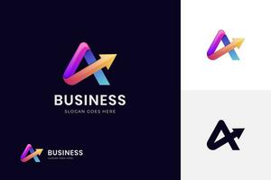 Letter A with arrow identity logo icon design. delivery express identity logo element symbol vector