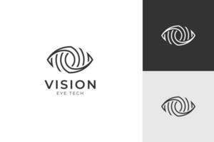 Eye vision logo icon design line art style. media technology logo template vector