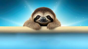 Close up portrait of cute baby sloth on bokeh background AI generative photo