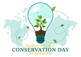 National Energy Conservation Day Vector Illustration on 14 December for Save the Planet and Green Eco Friendly with Lamp and Earth Background Design