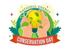 National Energy Conservation Day Vector Illustration on 14 December for Save the Planet and Green Eco Friendly with Lamp and Earth Background Design