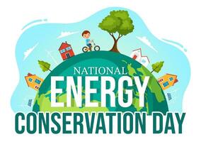 National Energy Conservation Day Vector Illustration on 14 December for Save the Planet and Green Eco Friendly with Lamp and Earth Background Design