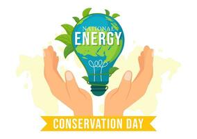 National Energy Conservation Day Vector Illustration on 14 December for Save the Planet and Green Eco Friendly with Lamp and Earth Background Design