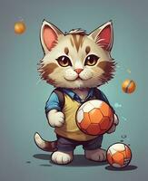 a cat playing ball, AI generated. photo