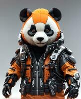 Panda soldier wearing a jacket, generated by AI photo