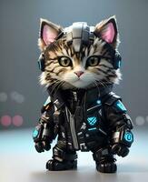 Cat warriors wear jackets, AI generated photo