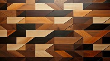 Wood marquetry wall parquet, abstract pattern background, Generative AI illustration photo