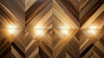 Wood marquetry wall parquet, abstract pattern background, Generative AI illustration photo