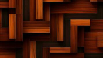 Wood marquetry wall parquet, abstract pattern background, Generative AI illustration photo