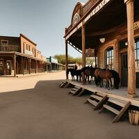 Ai generated content. Pioneer Days Wooden Structures of a Wild West Town photo