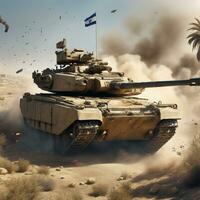 poderoso arsenal Clásico militar tanque en camuflaje foto