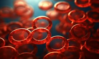 scientific illustration, Red blood cells as viewed under a microscope. AI Generated photo