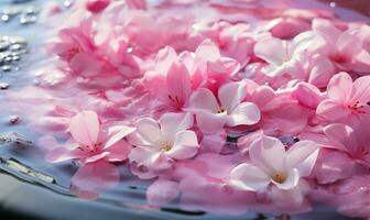 A top-down view capturing the mesmerizing ripples and movements of pink-tinted water. AI Generated photo