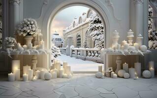 the purity of white, adorned with intricate Christmas decorations. AI Generated photo