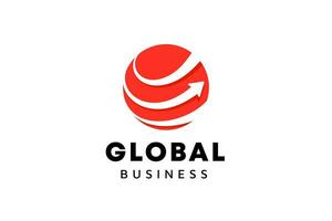 Business logo template. Globe and arrow logo is suitable for global company, world technologies, media and publicity agencies vector