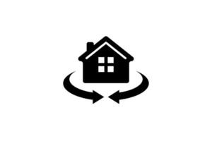 House with rotation arrow icon symbol design. 360 degree full view concept vector