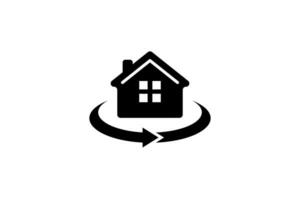 House with rotation arrow icon symbol design. 360 degree full view concept vector