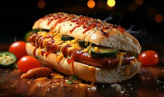 a scrumptious grilled hotdog. AI Generated photo