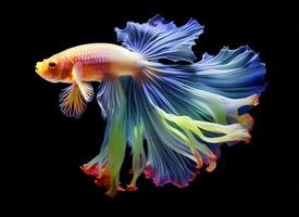 striking Siamese fighting fish, its tail and fins resembling intricate flower petals. AI Generated photo