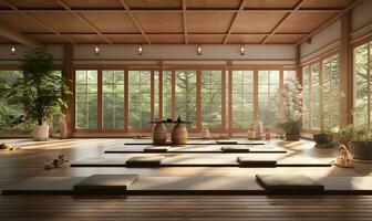 A tranquil yoga gym. AI Generated photo