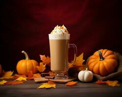 pumpkin cream cold brew latte. AI Generated photo