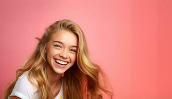 cheerful teen girl. AI Generated photo