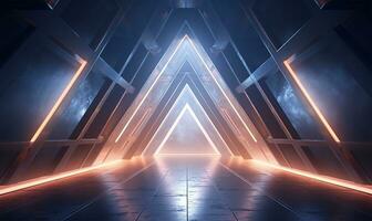 abstract triangle-shaped spaceship corridor. AI Generated photo