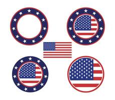 United States independence day banner, American flag circle badge vector. vector