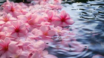 A top-down view capturing the mesmerizing ripples and movements of pink-tinted water. AI Generated photo