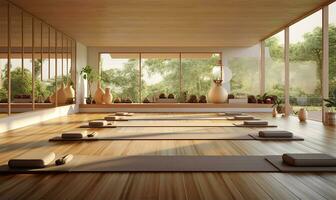 A tranquil yoga gym. AI Generated photo