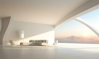 white open space interior with minimalistic design elements. AI Generated photo