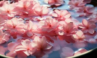 A top-down view capturing the mesmerizing ripples and movements of pink-tinted water. AI Generated photo