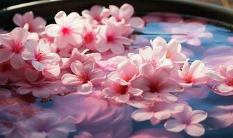 A top-down view capturing the mesmerizing ripples and movements of pink-tinted water. AI Generated photo