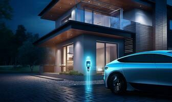 generic electric vehicle hybrid car. AI Generated photo